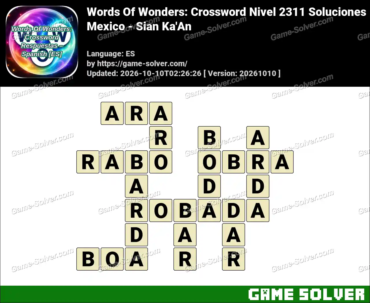 Words Of Wonders: Crossword Nivel 2311 Soluciones – Mexico – Sian Ka’An